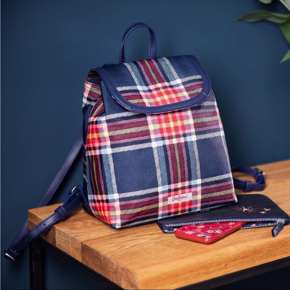 Cath Kidston Tartan Backpack - Navy and Red